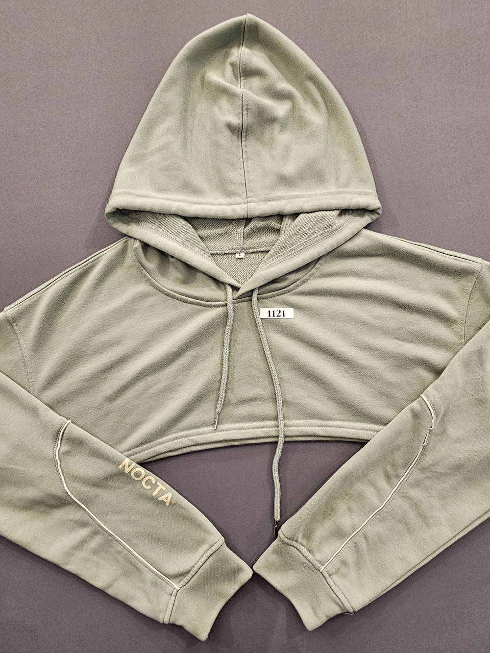 NOCTA Custom Reworked Ultra Crop Hoodie - Oil Green - Size L